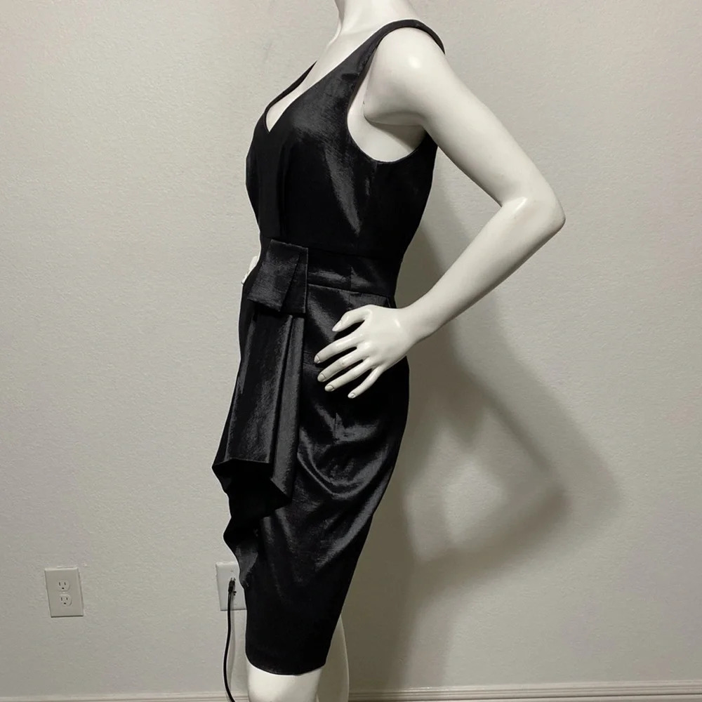 Max and Cleo NWOT Charcoal Satin Sleeveless Cocktail Dress - Picture 3 of 7